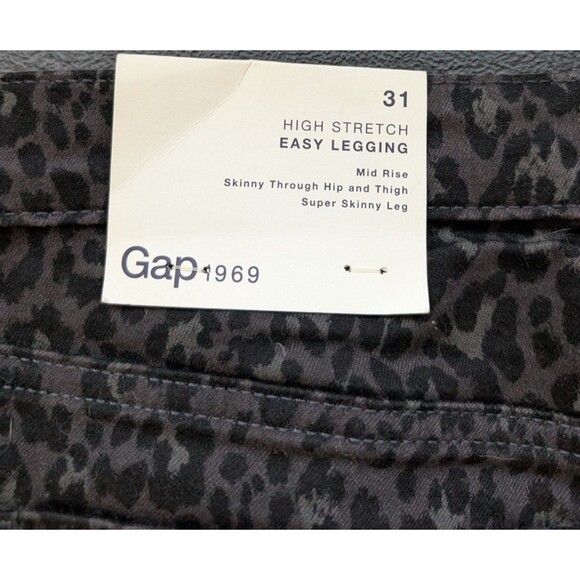 Gap 1969 High Rise Stretch Easy Legging Mid Rise Animal Print Skinny Leg Size 31 - Picture 13 of 14